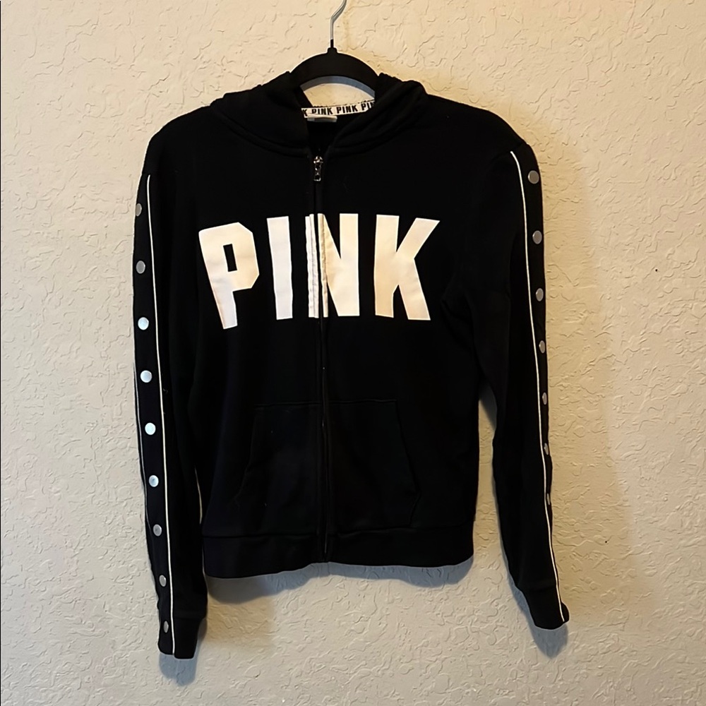 Victoria's Secret PINK Black Jacket with White Lettering